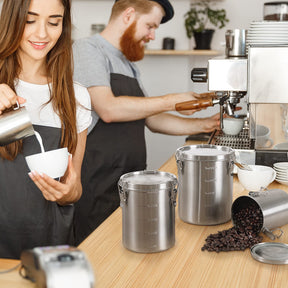 Tanjiae Kaffeedose aus Edelstahl für gemahlenen Kaffee | 100 % luftdichter Metallbehälter zur Aufbewahrung von Lebensmitteln mit versiegeltem Deckel – hält Kaffeebohnen, Zucker, Tee monatelang frisch (56 fl oz)