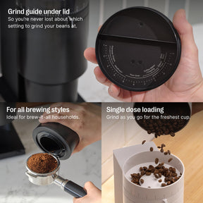 Fellow Opus Kaffeemühle mit konischem Mahlwerk – Elektrische Allzweck-Kaffeemühle – Espressomühle mit 41 Einstellungen für Espresso, Filterkaffee, French Press und Cold Brew – Mattweiß