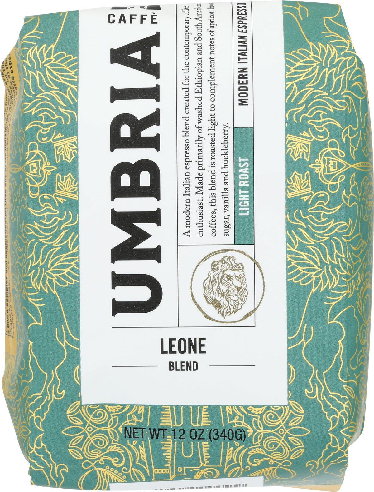 Caffe Umbria Fresh Seattle Whole Bean Roasted Coffee, Leone Blend Light Roast 12oz. bag