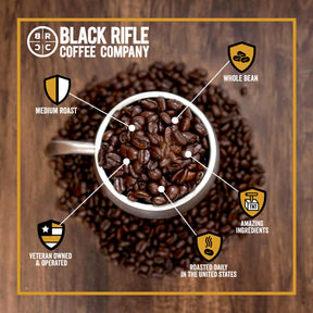 Black Rifle Coffee Company, AK-47 Espresso,100% Arabica Coffee,Colombian Supremo Roasted Dark, Whole Bean 12 oz Bag