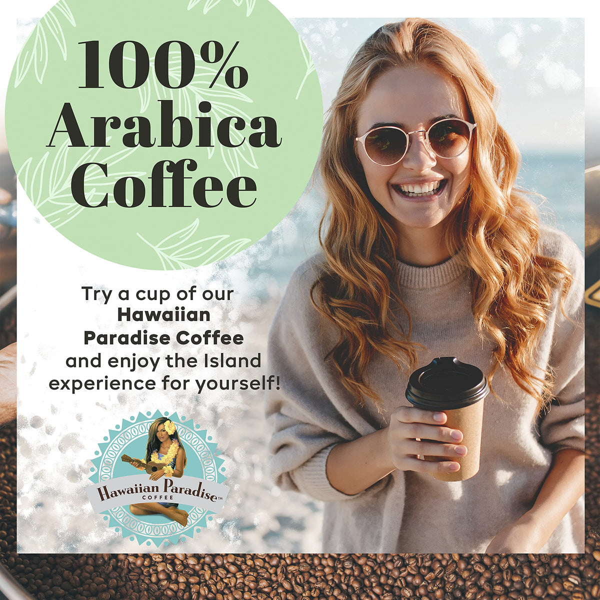 Hawaiian Paradise Coffee 10% Hawaiian Roast Coffee Whole Bean 24oz. Bag - Premium Rich Signature Brewed – 100% Arabica Gourmet Finest Beans