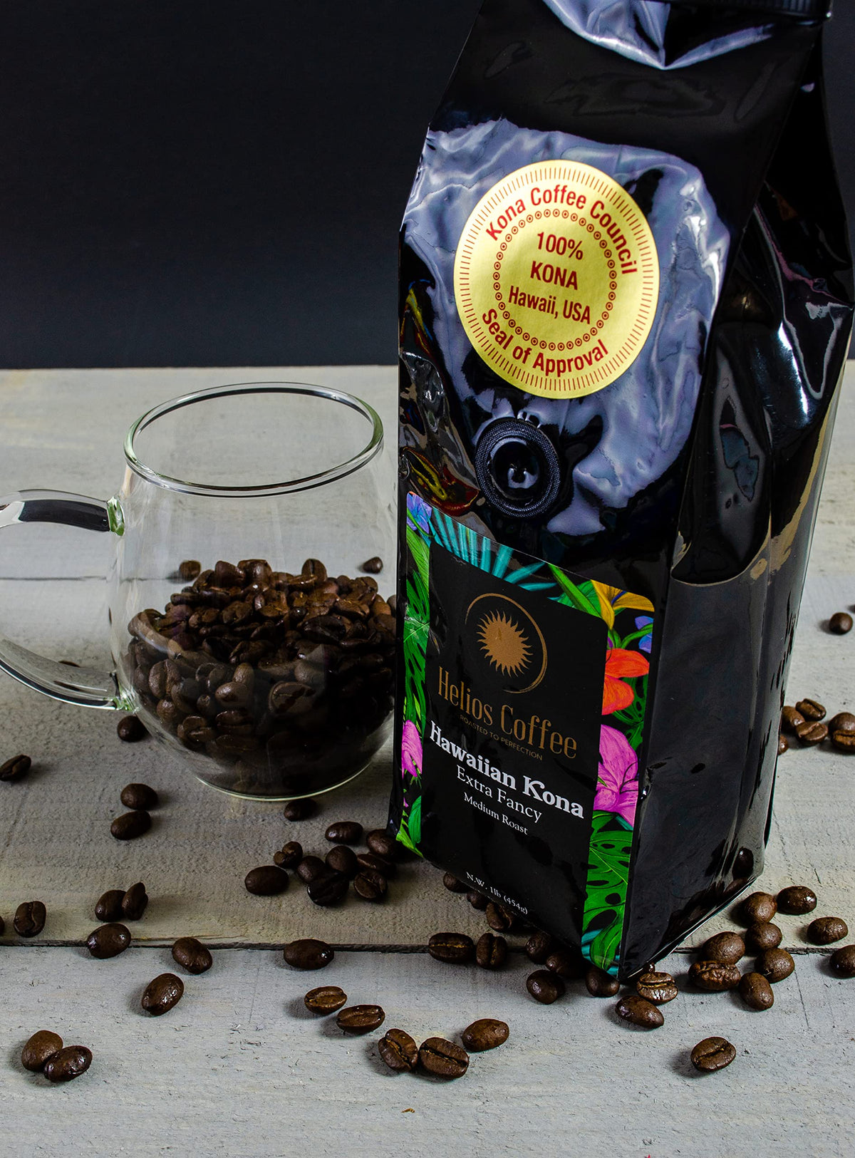 100% Hawaiian Kona Coffee, Extra Fancy - Whole Bean - 1lb.