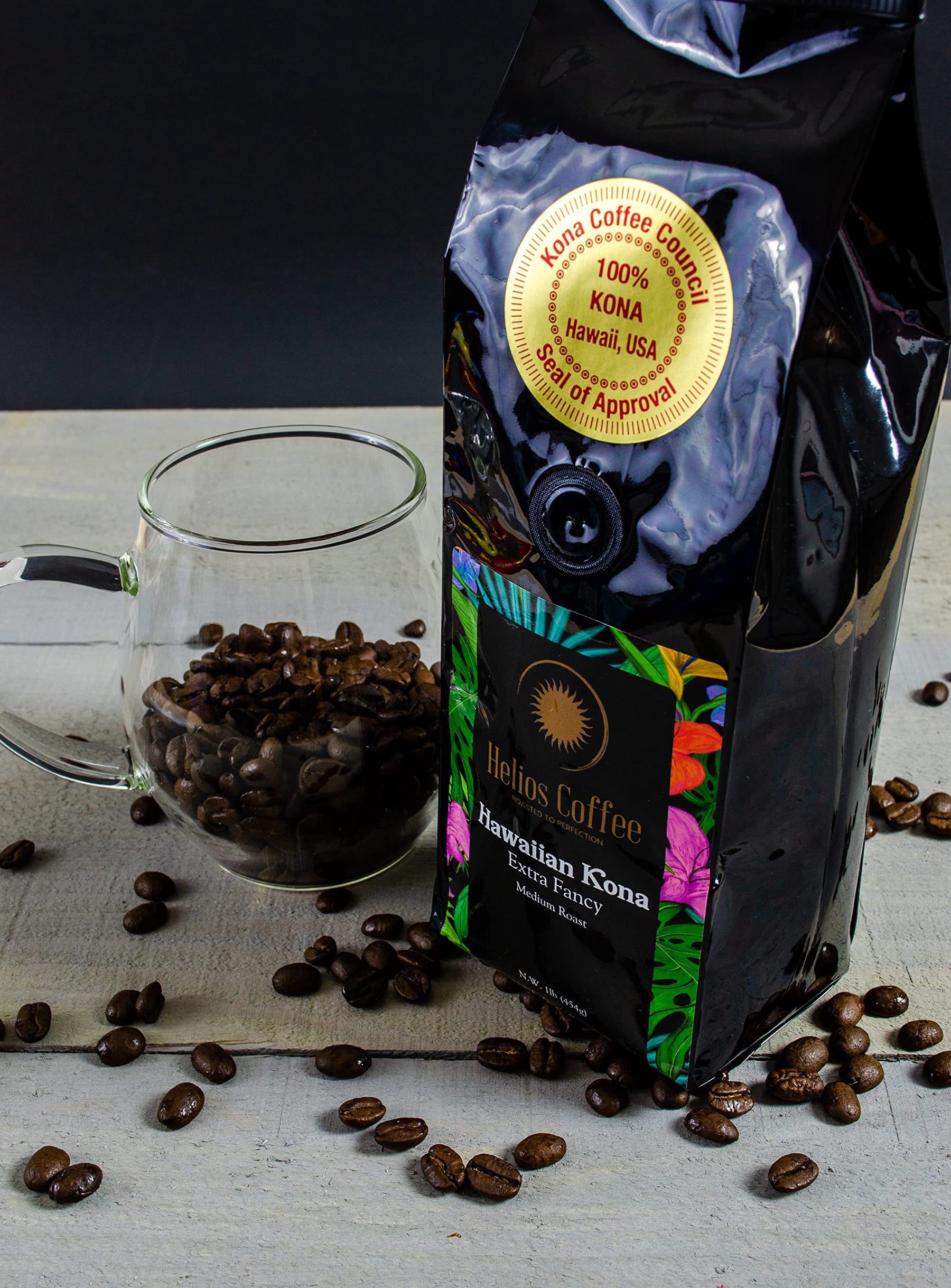 100% Hawaiian Kona Coffee, Extra Fancy - Whole Bean - 1lb.