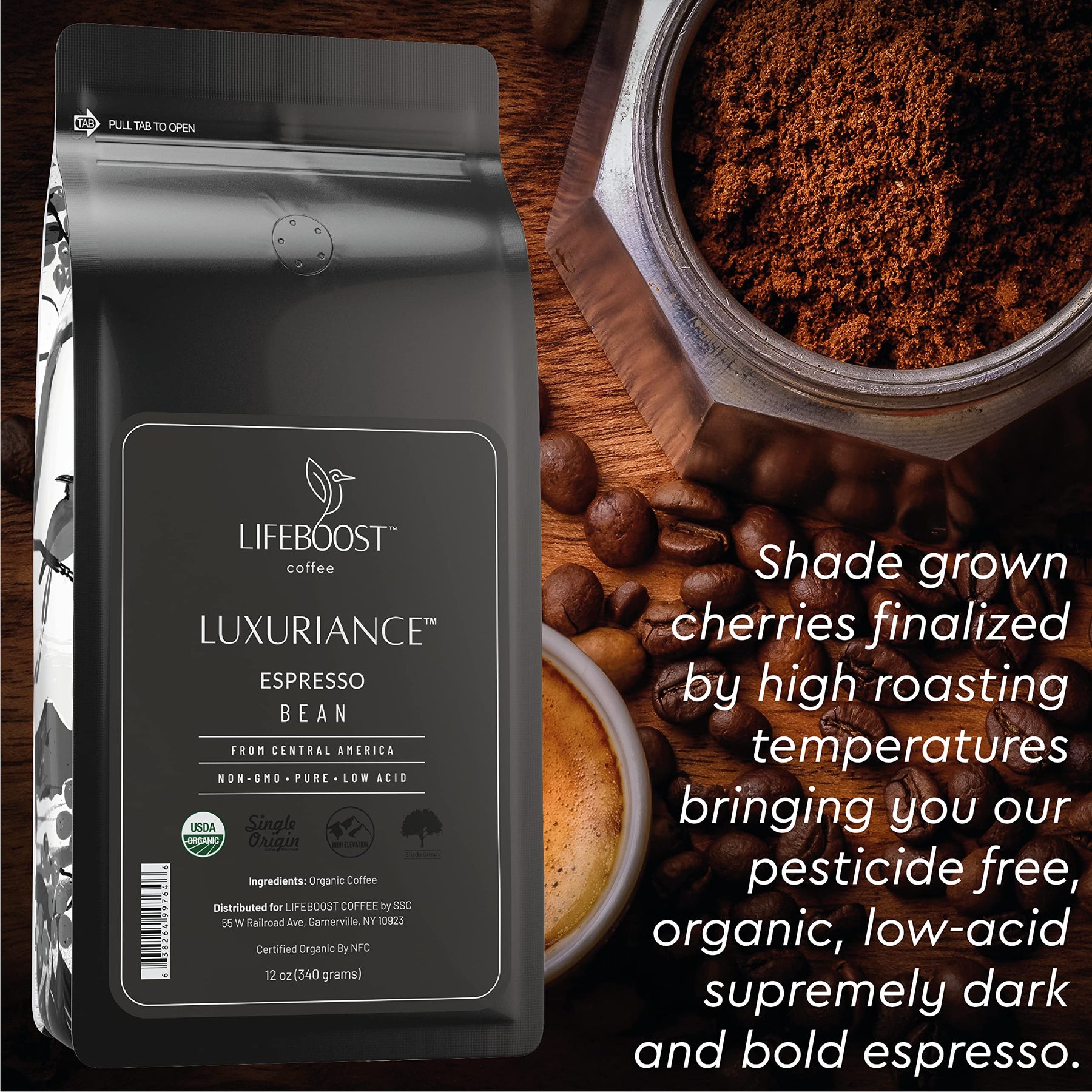 Lifeboost Coffee, ganze Bio-Espressobohnen – säurearmer Bio-Kaffee aus einer einzigen Herkunft – gentechnikfreier Espressokaffee – von Drittanbietern auf Mykotoxine und Pestizide getestet – ganze Bohne – 12 Unzen