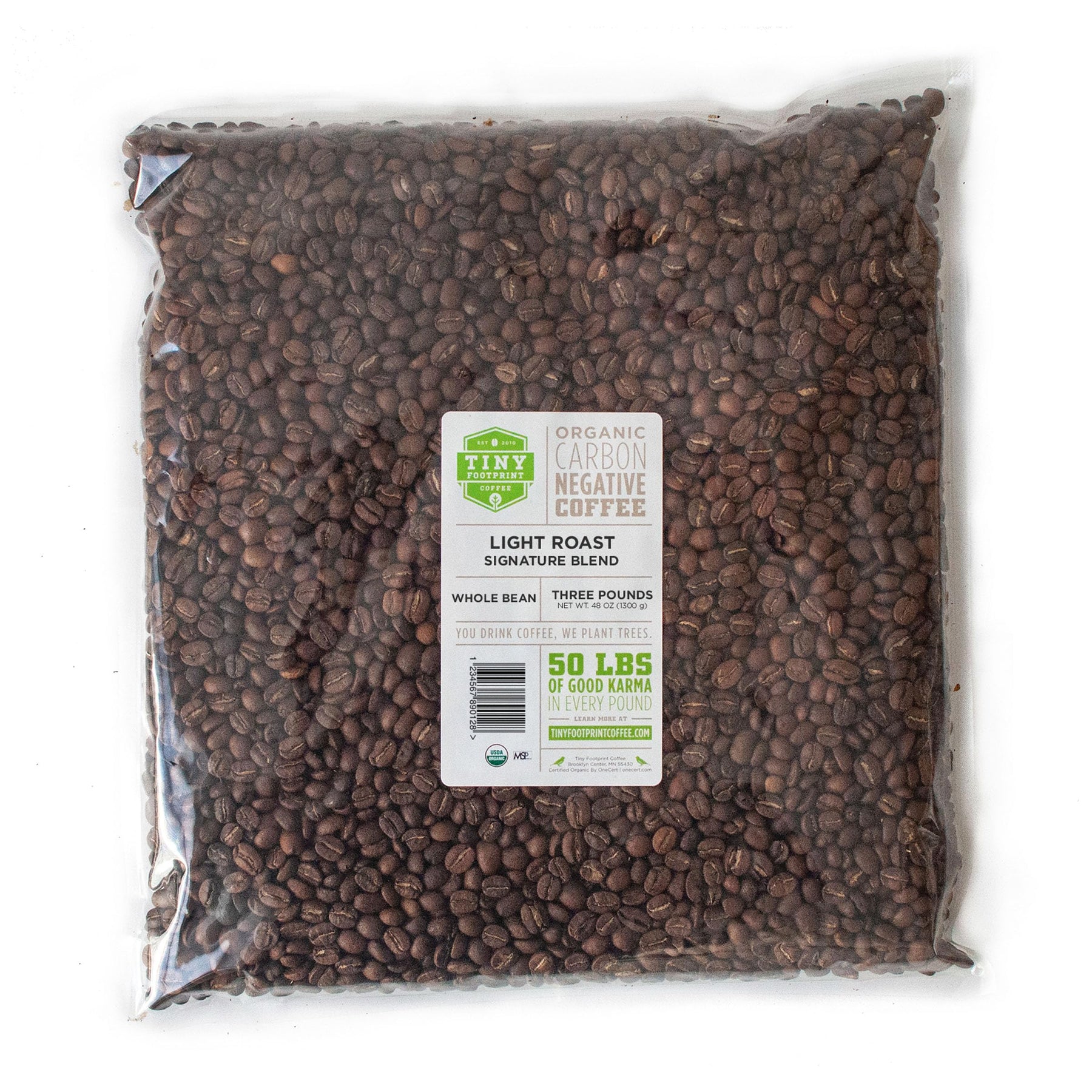 Tiny Footprint Coffee – Signature Blend, leichte Röstung, USDA-Biokaffee – Kaffeebohnen, Fair Trade, im Schatten angebaut und CO2-negativ – Sie trinken Kaffee, wir pflanzen Bäume, 3 Pfund