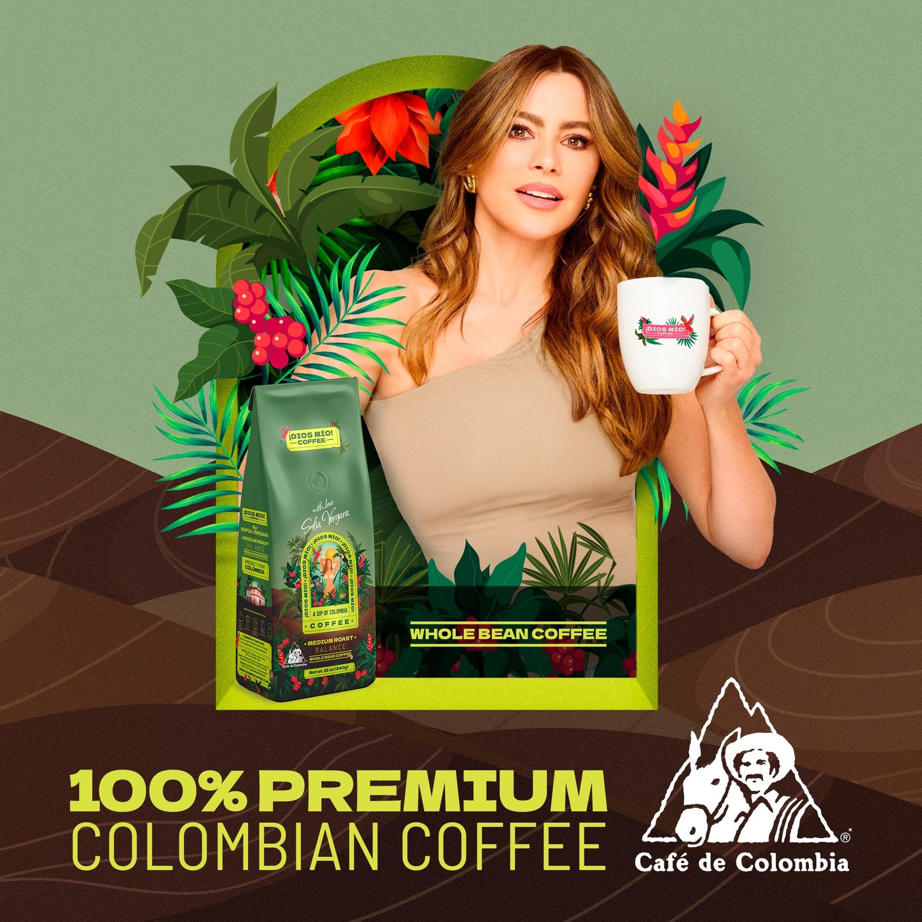 Dios Mio Coffee by Sofia Vergara | 100% Colombian Premium Coffee Beans | Balance, Medium Roast/Bags - | Rich, Smooth Flavor | Fair Trade Coffee Beans | Empower Women Coffee Growers