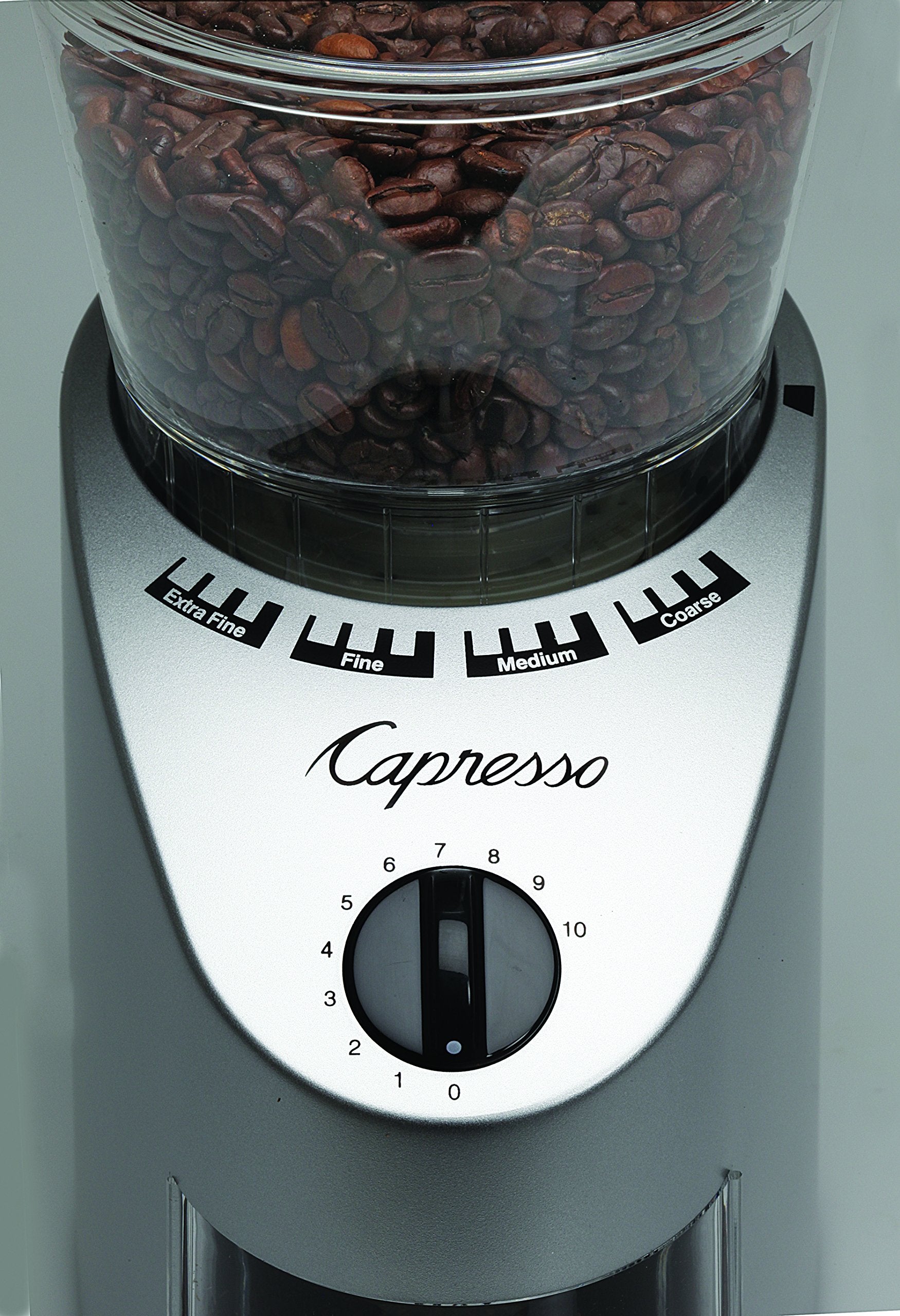 Capresso 560Infinity コニカルバーグラインダー、ブラッシュドシルバー、8.5オンス