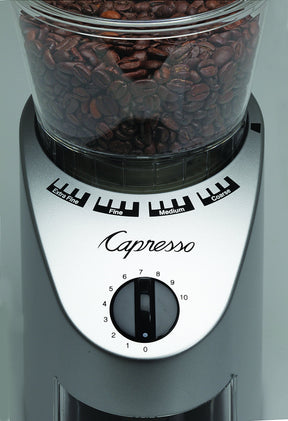 Capresso 560Infinity konische Kaffeemühle, gebürstetes Silber, 250 ml