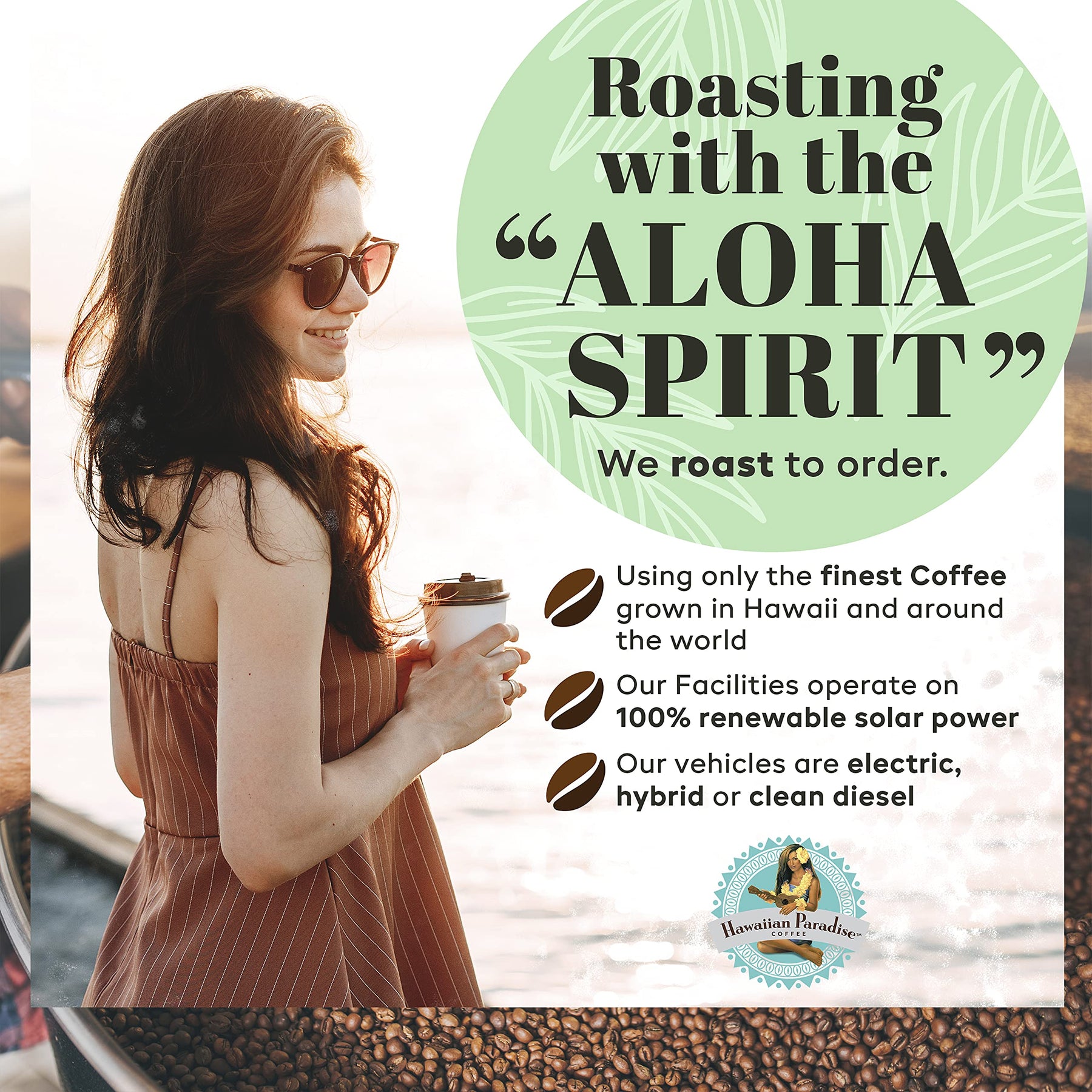 Hawaiian Paradise Coffee 10% Kona Roast Whole Bean 24oz. Bag - Premium Rich Flavored Bold Signature Brewed – 100% Arabica Gourmet Finest Beans