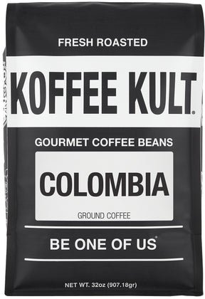 Koffee Kult, kolumbianische Kaffeebohnen mittlerer Röstung, 100 % kolumbianischer Arabica-Kaffee aus einer einzigen Herkunft, ganze Bohne (ganze Bohne, 32 oz)