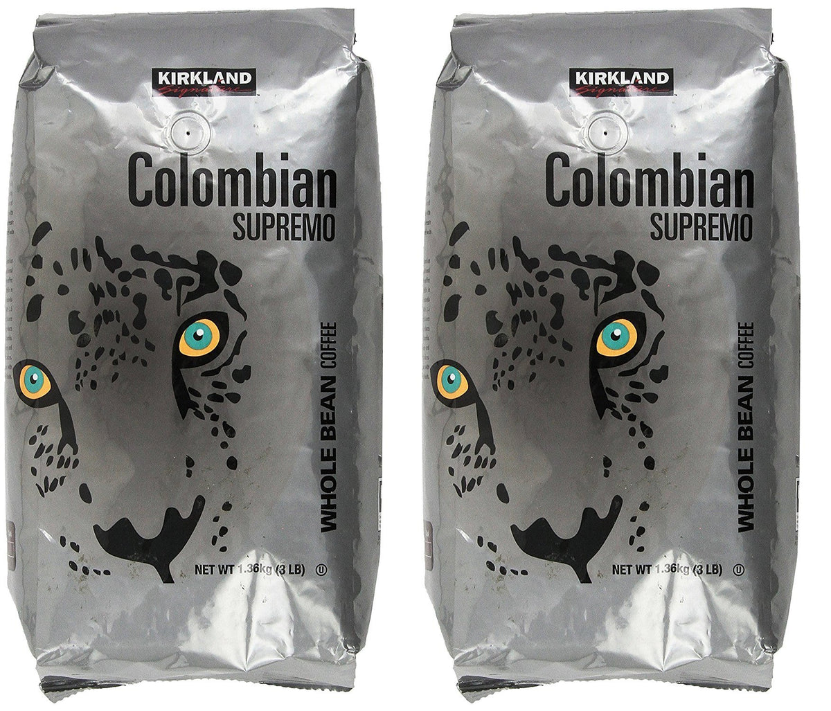 Kirkland Signature Colombian Supremo Whole Bean Coffee, 3 Pound (2 Pack)