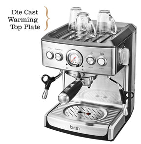 Brim 19-Bar-Espressomaschine, schnell aufheizende Cappuccino-, Americano-, Latte- und Espressomaschine, Milchaufschäumer und -aufschäumer, abnehmbare Teile für einfache Reinigung, Edelstahl