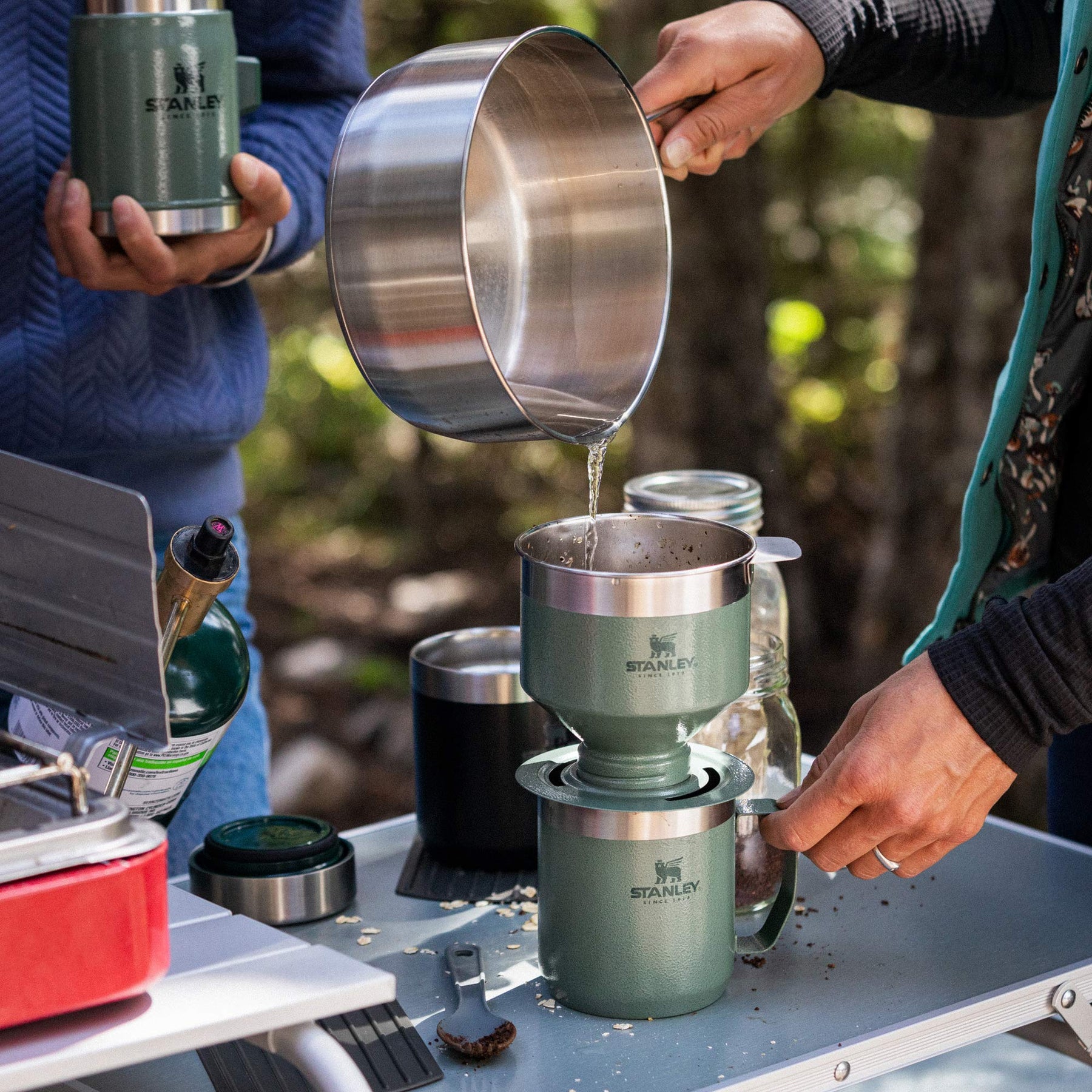 Stanley Perfect Brew Pour Over Set with Camp Mug- Reusable Filter - BPA-Free - Easy-clean Stainless Steel Coffee Maker - Hammertone Green