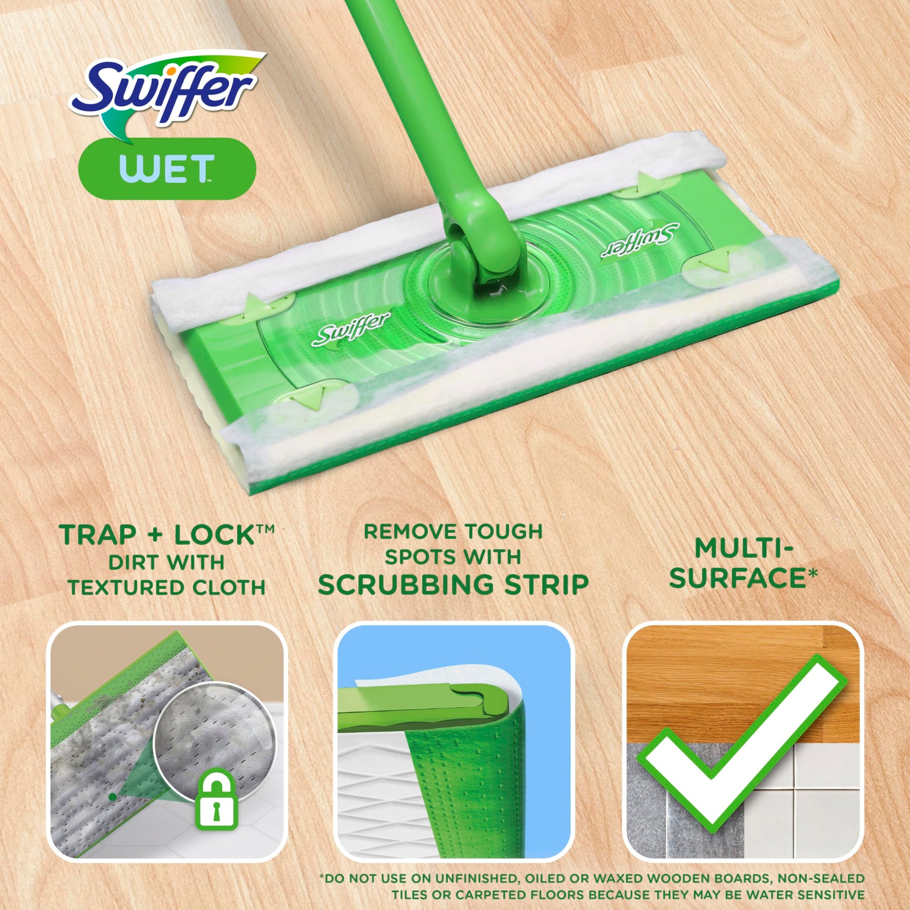 Swiffer Sweeper Wet Mopping Cloths, Mops for Floor Cleaning, Open-Window Fresh, 24 Count